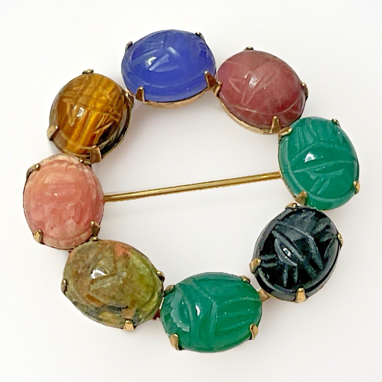 Vintage Scarab Brooch 1/20 12k Gold Filled Wreath Pin 1.5